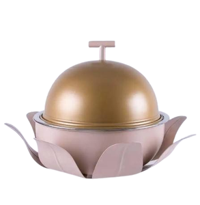 Olla árabe metálica con base de madera, de la mejor calidad, hecha a mano, cacerola de lujo de forma redonda para servir en hoteles, bodas y fiestas. - Product Image 3