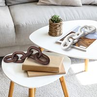 Chaîne en bois rustique à 5 maillons, ornement décoratif, décoration de ferme, artisanat intérieur sculpté à la main, résistant à l'eau