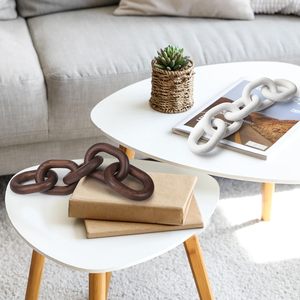 Chaîne en bois rustique à 5 maillons, ornement décoratif, décoration de ferme, artisanat intérieur sculpté à la main, résistant à l'eau - Product Image 2