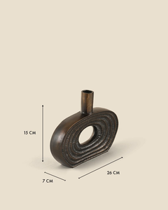 Jarrón de Aluminio Moderno y Elegante con Acabado Níquel Antiguo, Hecho a Mano, Decoración de Mesa, 30.5 cm de Altura, para Arreglos Secos - Product Image 2