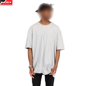 Camiseta de Manga Corta Oversize para Hombre INDEX, Color Gris, Cuello Redondo, Informal, de Algodón Jersey, Corte Sólido, Largo Extendido - Product Image 1