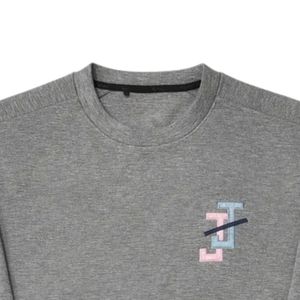 Sweat-shirt à col rond gris brodé pour homme, en molleton doux, à manches longues, décontracté, vêtement d'hiver tendance - Product Image 3