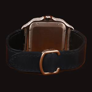 New Luxurious <b>Black</b> Designer Band Round Cut Moissanite Diamond Square Dial Glass Display Analog Wristwatch for <b>Man's</b> - Product Image 3