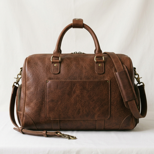 Sac de voyage en cuir véritable, sac de sport, sac de week-end, fabrication OEM, logo personnalisé, fournisseur, usine, 24 pouces - Product Image 4
