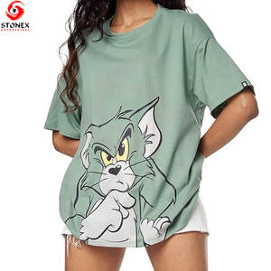 T-shirts personnalisés en gros, manches courtes, 100% coton, impression par transfert thermique, logo brodé, t-shirts vierges pour femmes, personnalisables - Product Image 1