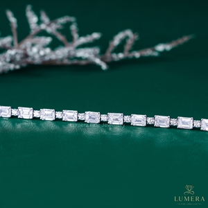 Emerald & Cut Lab Grown Diamond Tennis Bracelet <b>Solid</b> <b>Gold</b> IGI Certified 42 Carat 18K <b>Gold</b> Wedding Anniversary Jewelry for Women - Product Image 2