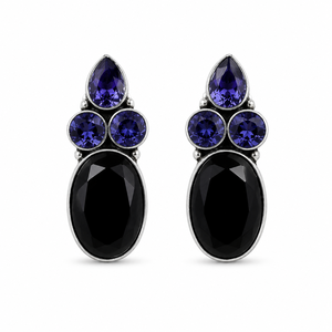 Proveedor Confiable: Pendientes de Plata Oxidada con Amatista Engastada en Bisel, Diseño de Corazones, para Fiesta, de Moda, Regalo para Mujer, Venta al por Mayor - Product Image 3