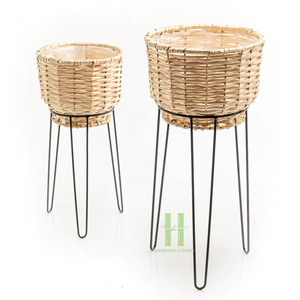 Bon choix jardinière en rotin naturel avec support haut pour le salon pots de fleurs et jardinières conception OEM personnalisée au Vietnam - Product Image 5