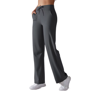 กางเกงขาบานเอวสูงสำหรับผู้หญิงกางเกงโยคะเอวสูงสำหรับผู้หญิงกางเกงออกกำลังกายขาบานผ่าข้าง - Product Image 5