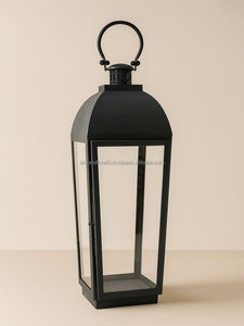 Lanterne à bougie portable en métal avec verre trempé et poignée de transport pour centres de table de mariage - Product Image 6