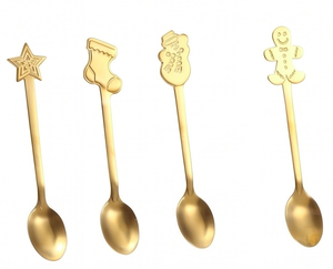 Cute Cartoon Gold Tea Spoon Set In Stainless Steel Fun Flatware For Kids Parties <b>Gifting</b> Wedding Tables And Home Use - Product Image 1
