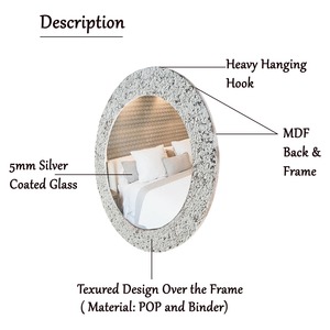 Handmade Textured Crystal Glass Wall <b>Mirror</b> Silver <b>White</b> MDF <b>Frame</b> 18 Inch Contemporary Decorative Luxury Home REHMAN CRAFT - Product Image 2