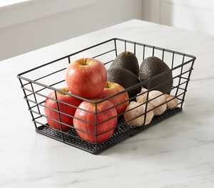Cesta de Almacenamiento de Alambre Metálico Negro Premium, Diseño Rectangular Moderno, Apilable, Solución Multiusos para Organización - Product Image 5