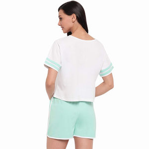 Vente directe usine : Ensemble décontracté deux pièces pour femme, personnalisable, respirant, t-shirts et shorts, vente en gros - Product Image 3