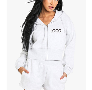 Sudadera con Capucha de Alta Calidad, Sin Cordones, Antiencogimiento, con Cierre, de Algodón Grueso, Felpa Francesa, Ropa Deportiva para Mujer, Sudadera Informal - Product Image 1