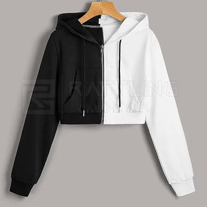 Meilleures ventes Haut court d'hiver pour femmes Sweats à capuche Vêtements doublés durables tricotés à la mode pour l'extérieur Court avec logo avant - Product Image 5