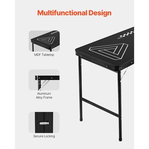 Tavolo da Beer Pong Portatile Pieghevole da 8 Piedi con Maniglie per il Trasporto, Altezza 36 Pollici, 6 Palline, Leggero per Campeggio e Eventi all'Aperto - Product Image 4