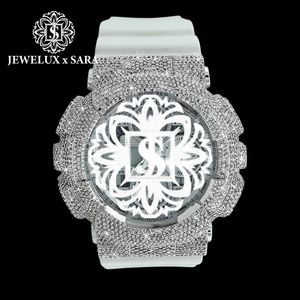 Reloj de Pulsera Elegante de Caucho Blanco con Diamantes Mossinate de Primera Calidad - Product Image 1