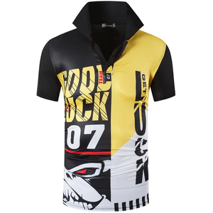 Men's <b>Black</b> Red Geometric Print <b>Polo</b> Shirt Short Sleeve Quick Dry Knitted Polyester Sporty Style - Product Image 3