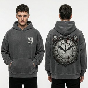 Sweat à capuche zippé violet pour homme, style gothique, avec imprimé roue de la chance au dos, streetwear, logo cercueil personnalisé, entièrement zippé, épais, délavé vintage - Product Image 4