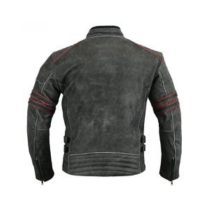 Blouson en cuir pour homme sur mesure OEM, haute qualité, noir, respirant, imperméable, coupe-vent, été, décontracté, style Cafe Racer, motard - Product Image 2
