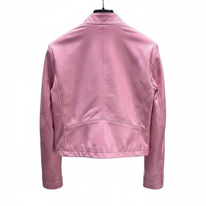 Nouvelles vestes bomber en cuir véritable pour femmes, style vintage, respirantes, roses unies, avec logo personnalisé, pour l'hiver, streetwear - Product Image 2