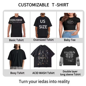 T-shirt surdimensionné à épaules tombantes avec motifs de dessins animés, coupe carrée, personnalisé, en tissu épais, effet vieilli, coupe courte et ample - Product Image 2