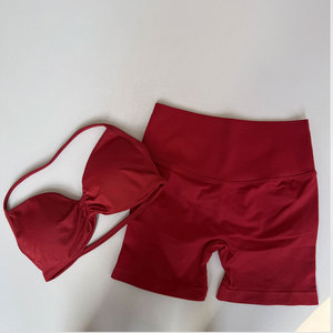 Ensemble de sport 2 pièces pour femme, style vintage, soutien-gorge de sport, sous-vêtements de yoga, leggings courts, séchage rapide, vêtements de sport pour le vélo et la course à pied - Product Image 1