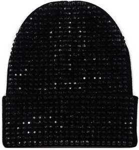 New Arrival Rhinestone Beanie <b>Hat</b> for Women Sparkly Crystal Knit Winter <b>Cap</b> Fashion Bling Beanie Low MOQ Wholesale Supplier - Product Image 3