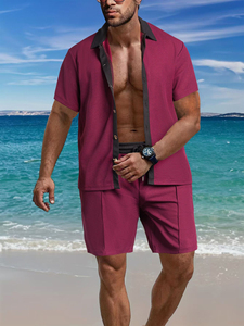 Ensemble décontracté pour homme, tenue d'été décontractée, coton tissé respirant, costume deux pièces - Product Image 4