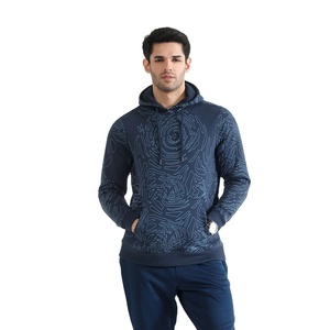Sweat à capuche pour hommes avec poches avec logo personnalisé en gros sweat à capuche imprimé bleu personnalisé pull en coton sweat haut à capuche décontracté - Product Image 1
