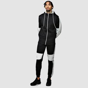 Conjunto Deportivo para Hombre en Negro con Paneles de Color, Sudadera con Capucha y Cremallera de Manga Larga y Pantalones, Corte Regular, para Otoño - Product Image 5