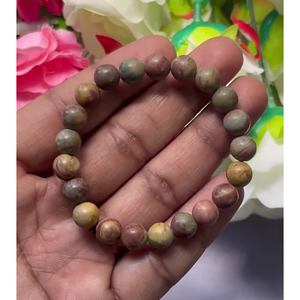 Picasso Jasper <b>Bracelet</b>: Round <b>Gemstone</b> Beads, Stretch <b>Bracelet</b> Unisex Classic Style Certified Anniversary Gift - Product Image 3