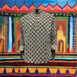 Camisa Kurta de Algodón Estampada a Mano para Hombre, Estampado Floral Étnico, Ropa Casual de Verano, Manga Larga, Estilo Indio Elegante y Festivo - Product Image 4