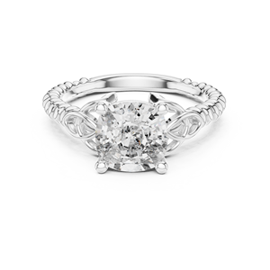 Bague de fiançailles vintage en or rose massif 18 carats plaqué rhodium, avec diamant de laboratoire taille coussin 2,4 carats, certifié IGI, et bande en corde. - Product Image 5