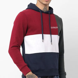 Diseño de moda personalizado de peso pesado Color Block Pullover Hoodie para hombres transpirable y cómodo básico mezcla de algodón - Product Image 5