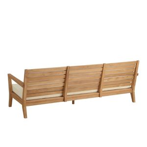 Sofá Moderno para Exteriores Uno de Madera de Teca Sólida con Cojín, Conjunto de Jardín Resistente al Agua y a los Rayos UV, Sofá de Patio para Villa, Hotel, Parque - Product Image 2