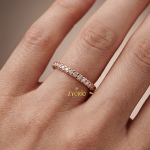 Lab Grown Zircon 1CT Brilliant Cut <b>Eternity</b> <b>Ring</b> <b>Silver</b> Plated Trendy Wedding Band Unisex Stackable Engagement Anniversary Party - Product Image 3