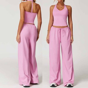 Solid-color Lightweight Quick-drying Sports <b>Bra</b> One-piece Strap Long-sleeved Textured Yoga Workout Shorts Yoga Outfit <b>Set</b> - Product Image 5