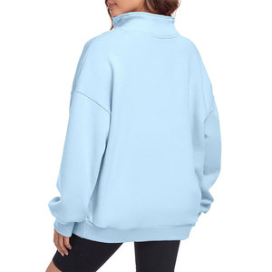 Sweat-shirt à fermeture éclair quart de tour pour femme, en tissu polaire polyester/coton, écologique, avec broderie personnalisée, vente en gros fabricant - Product Image 3
