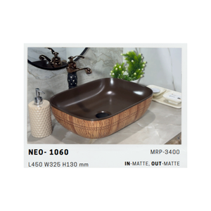 Neo 1060 Lavabo de Cerámica Moderno con Acabado Brillante para Encimera, Diseño Elegante para Baños Residenciales - Product Image 1