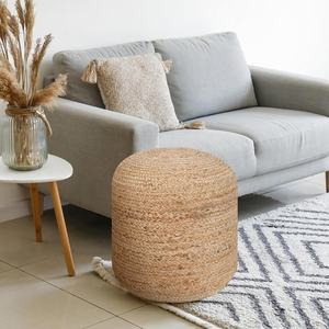 Best-Selling Handmade Rattan Woven Pouf Ottoman, Eco-Friendly Round Floor <b>Cushion</b> for Living Room & Bedroom - Product Image 3