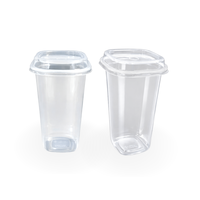 Vaso Cuadrado de 22 Oz de Plástico PP Polipropileno para Mocktail Estético, Hecho en Indonesia