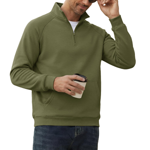 Sudadera de Alta Calidad con Cierre de Cremallera de un Cuarto para Hombre, 100% Algodón, Logotipo Personalizado, Sudadera Básica de Algodón Mezclado, Color Sólido, con Cierre de Cremallera de un Cuarto - Product Image 5