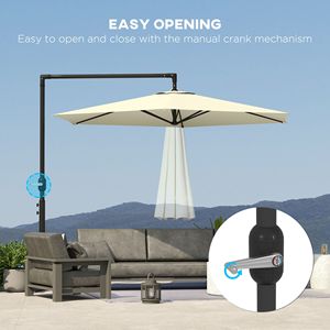 Ombrellone da Patio con Raggio di 3,5m e Base a Croce con Manovella per Uso Esterno - Design Rotondo a Sbalzo - Product Image 4