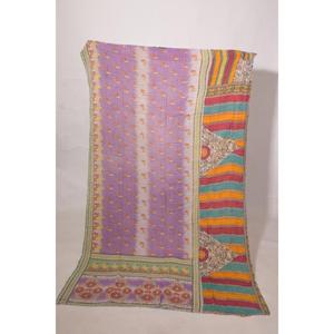 Vintage <b>Indian</b> Cotton Kantha Quilt Handmade Reversible <b>Throw</b> Blanket Bedcover for Cozy Home Decor - Product Image 2