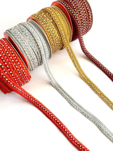 Encaje Elástico Personalizado de 1.2cm con Lentejuelas y Diseño Paisley, Ecológico, de Mezcla de Poliéster, en Colores de Moda, para Zapatos, Bolsos y Disfraces - Product Image 2