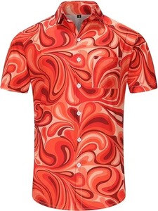 Camisa Hawaiana para Hombre, Manga Corta, Cuello en V, Estampada, para Vacaciones de Verano, Transpirable, Ecológica, de Secado Rápido, Tela Popelina 100% - Product Image 2