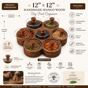 Tarro de Almacenamiento Cuadrado de Madera Pulida con Tapas de Vidrio y Compartimentos Divididos para Frutos Secos, Exhibición Moderna para Mesa, Decoración Artesanal - Product Image 4