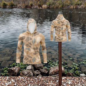 Sudadera con Capucha de Pesca para Hombre con Logotipo Personalizado, Diseño Abstracto de Camuflaje, Ligera, Protección Solar UPF 50+, Camisa con Capucha de Alto Rendimiento - Product Image 3